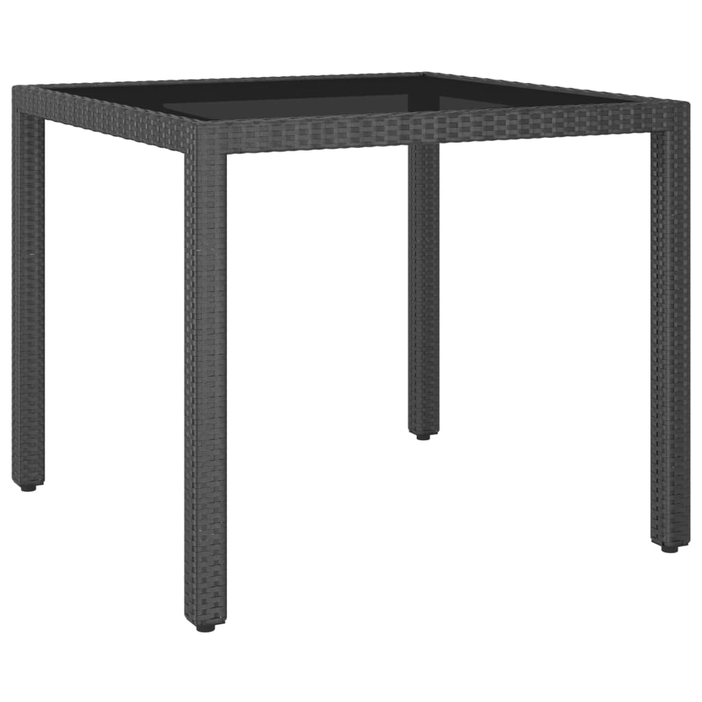 Sodo stalas, juodos spalvos, 90x90x75cm, poliratanas