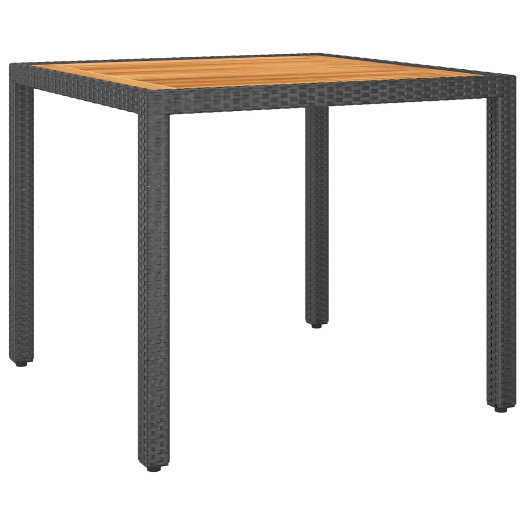Sodo stalas, juodos spalvos, 90x90x75cm, poliratanas