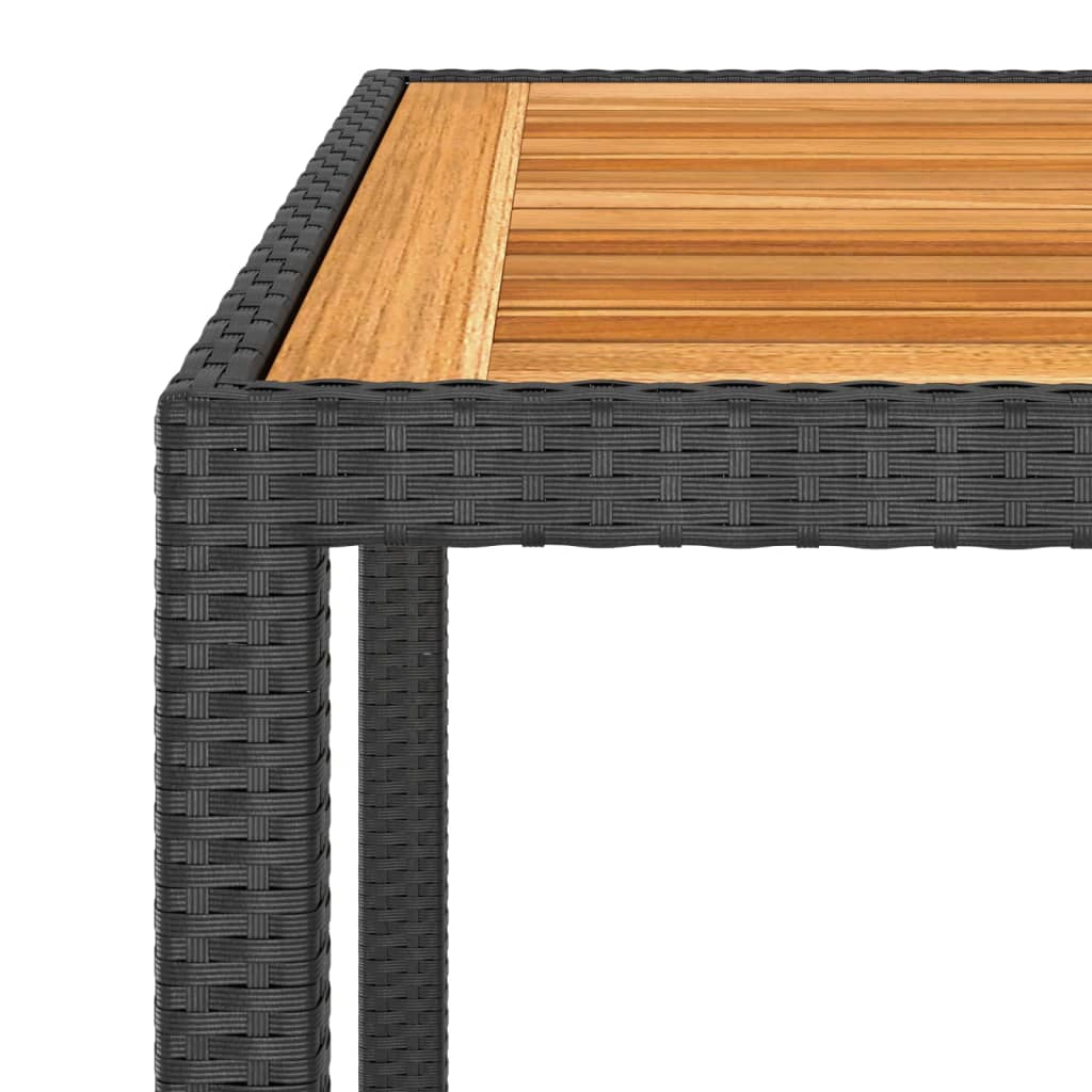 Sodo stalas, juodos spalvos, 90x90x75cm, poliratanas