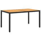 Sodo stalas, juodas, 150x90x75cm, akacijos mediena/poliratanas