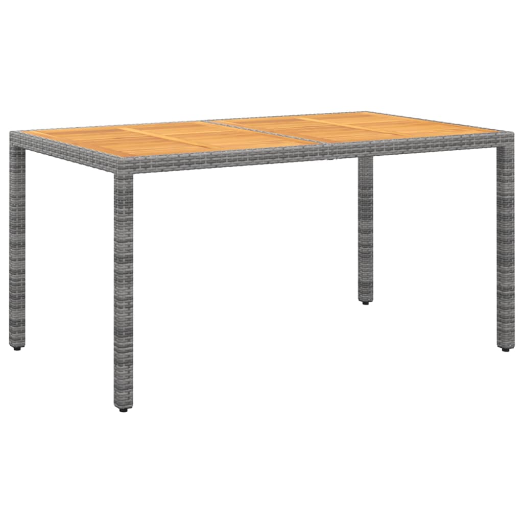 Sodo stalas, juodas, 150x90x75cm, akacijos mediena/poliratanas