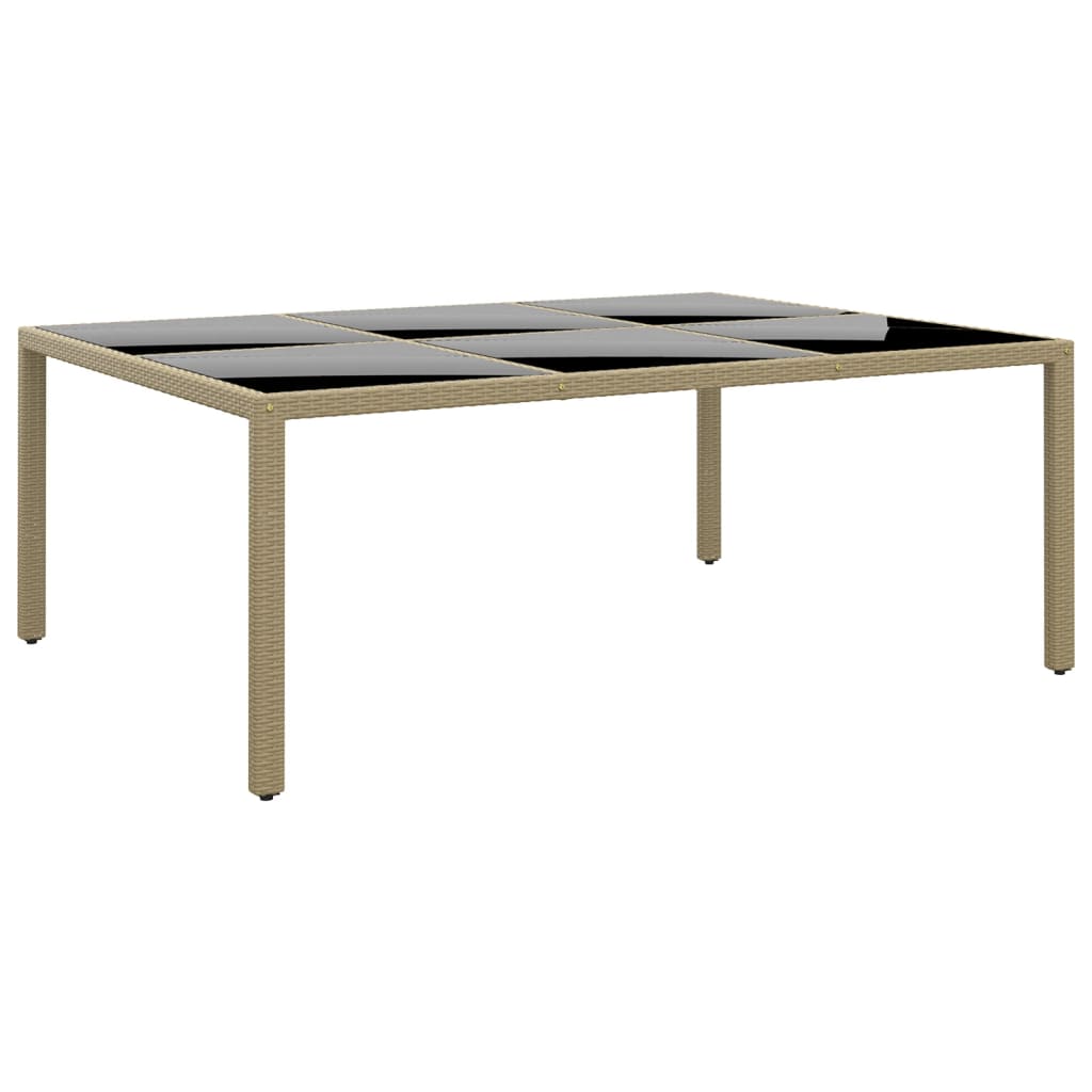 Sodo stalas, pilkas, 200x150x75cm, stiklas/poliratanas