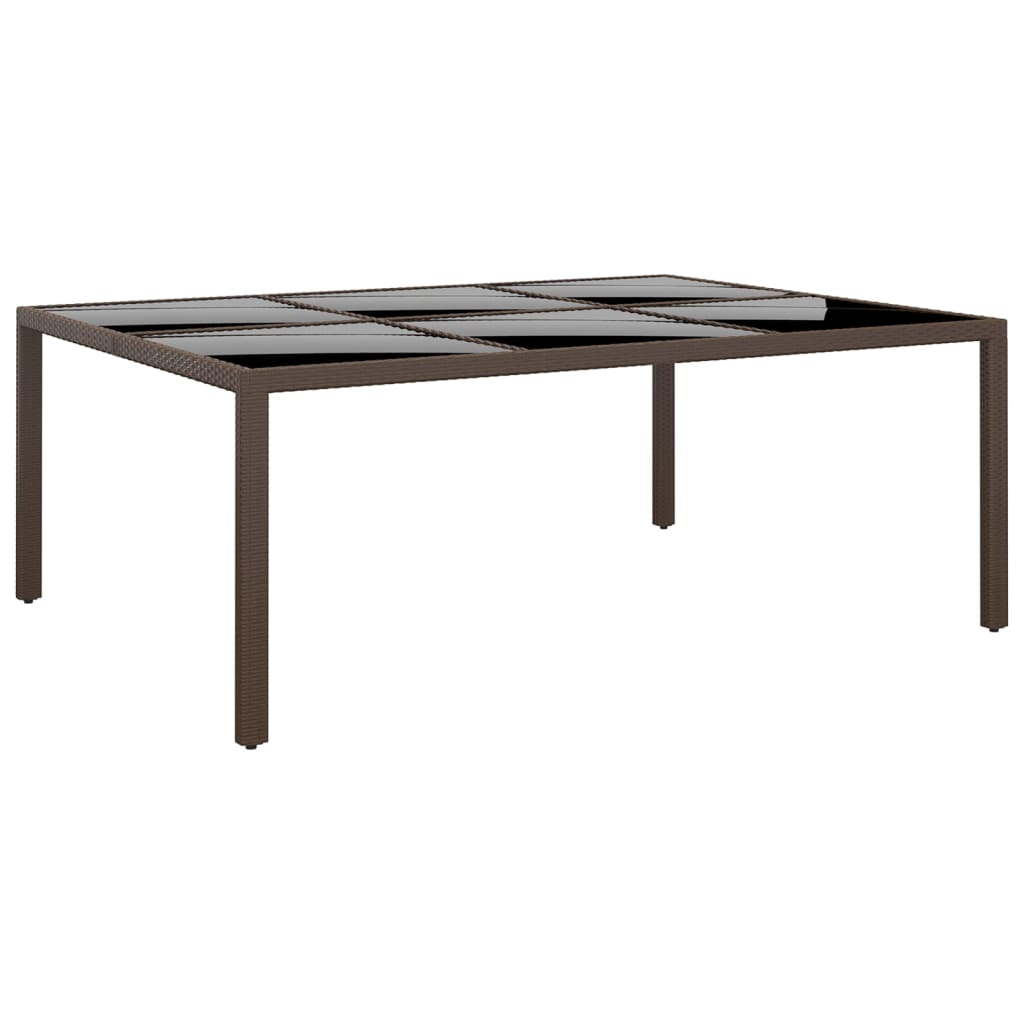 Sodo stalas, pilkas, 200x150x75cm, stiklas/poliratanas