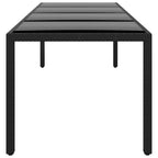 Sodo stalas, juodas, 250x100x75cm, stiklas ir poliratanas