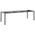 Sodo stalas, juodas, 250x100x75cm, stiklas ir poliratanas