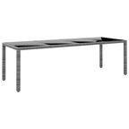 Sodo stalas, juodas, 250x100x75cm, stiklas ir poliratanas