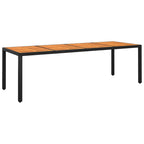 Sodo stalas, juodas, 250x100x75cm, akacija ir poliratanas