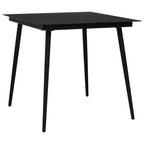 Sodo valgomojo stalas, juodas, 80x80x74cm, plienas ir stiklas