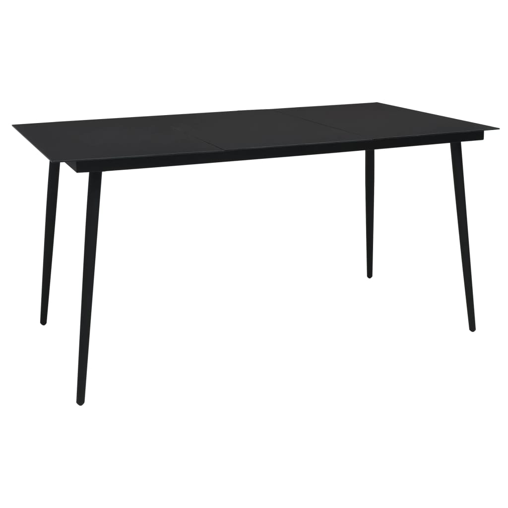 Sodo valgomojo stalas, juodas, 80x80x74cm, plienas ir stiklas