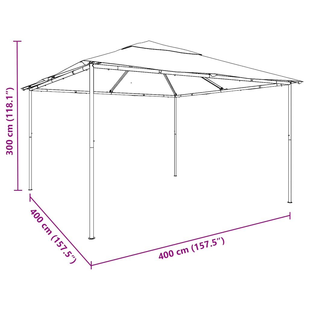 Prie sienos montuojama pavėsinė, taupe spalvos, 6x3x2,5m