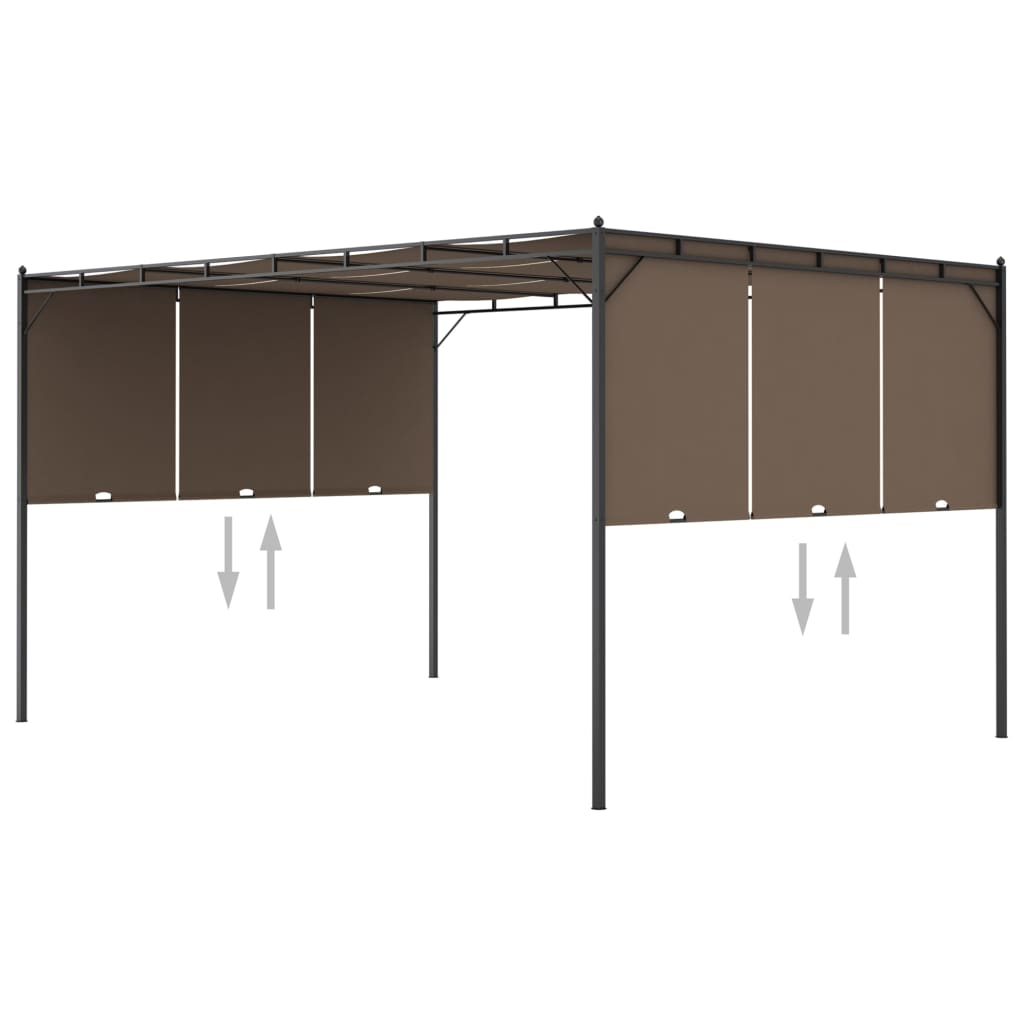 Sodo pavėsinė su šonine užuolaida, taupe spalvos, 3x3x2,25m