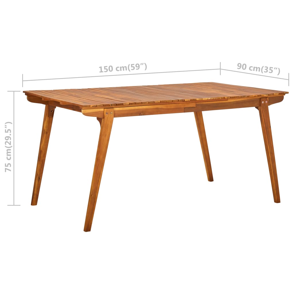 Sodo stalas, 150x90x75cm, akacijos medienos masyvas