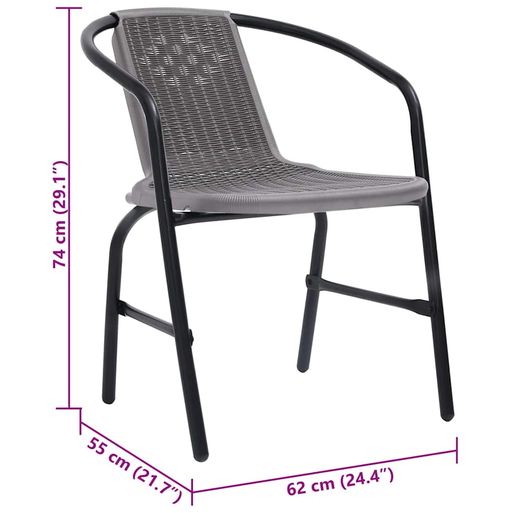 Sodo kėdės, 2vnt., plastikinis ratanas ir plienas, 110kg