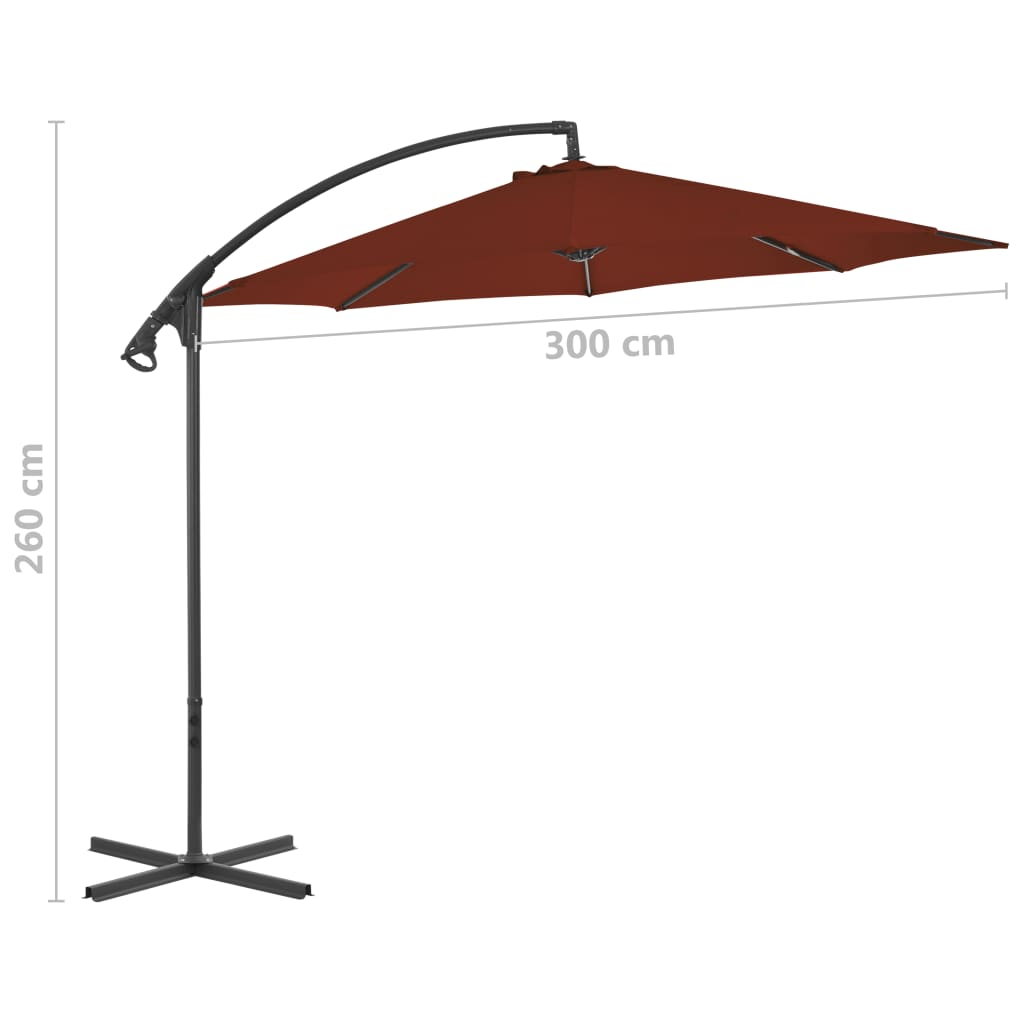 Gembinis sodo skėtis su plieniniu stulpu, 300cm