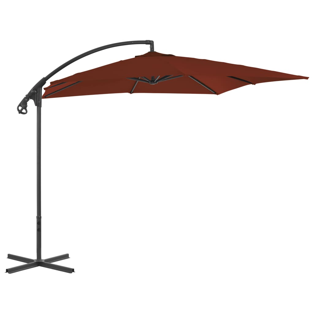 Gembinis sodo skėtis su plieniniu stulpu, terakota, 250x250cm