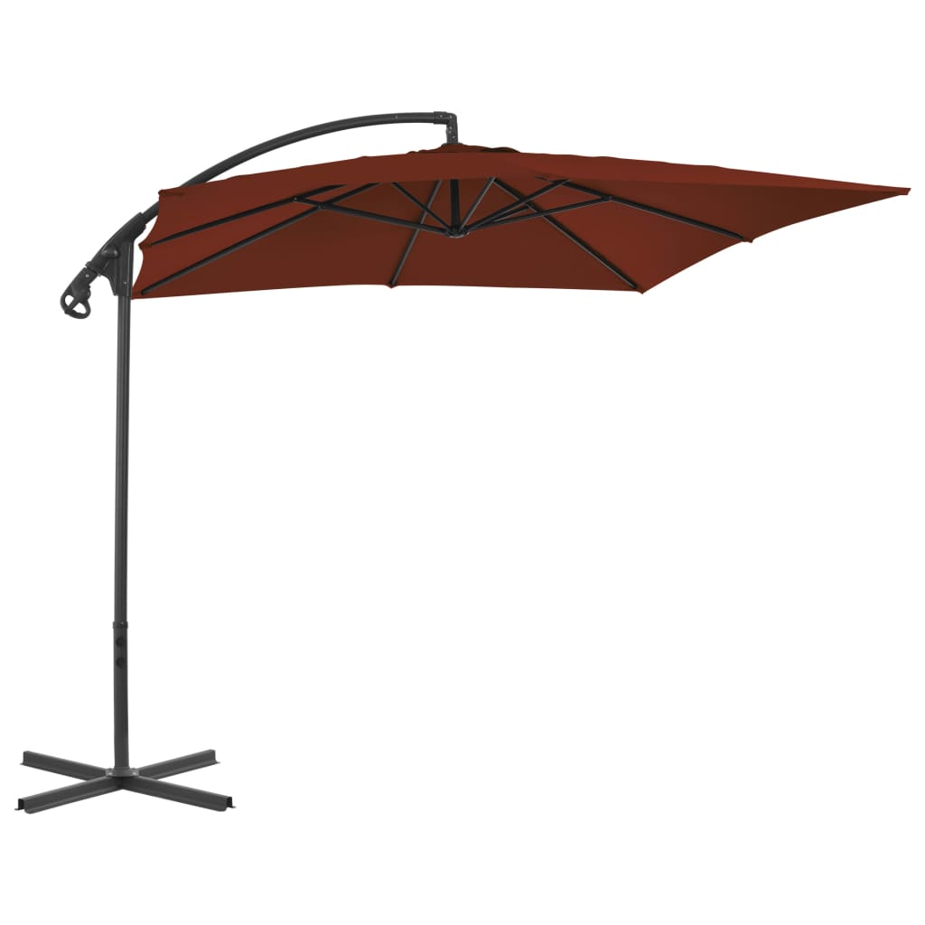 Gembinis sodo skėtis su plieniniu stulpu, terakota, 250x250cm