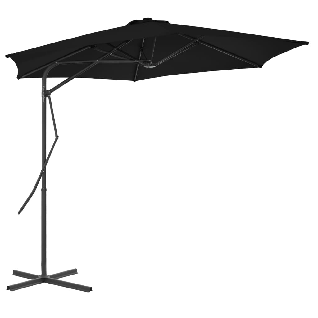 Lauko skėtis nuo saulės su plieniniu stulpu, žalias, 300cm
