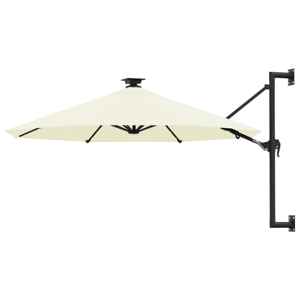 Prie sienos montuojamas sodo skėtis su LED, 300cm