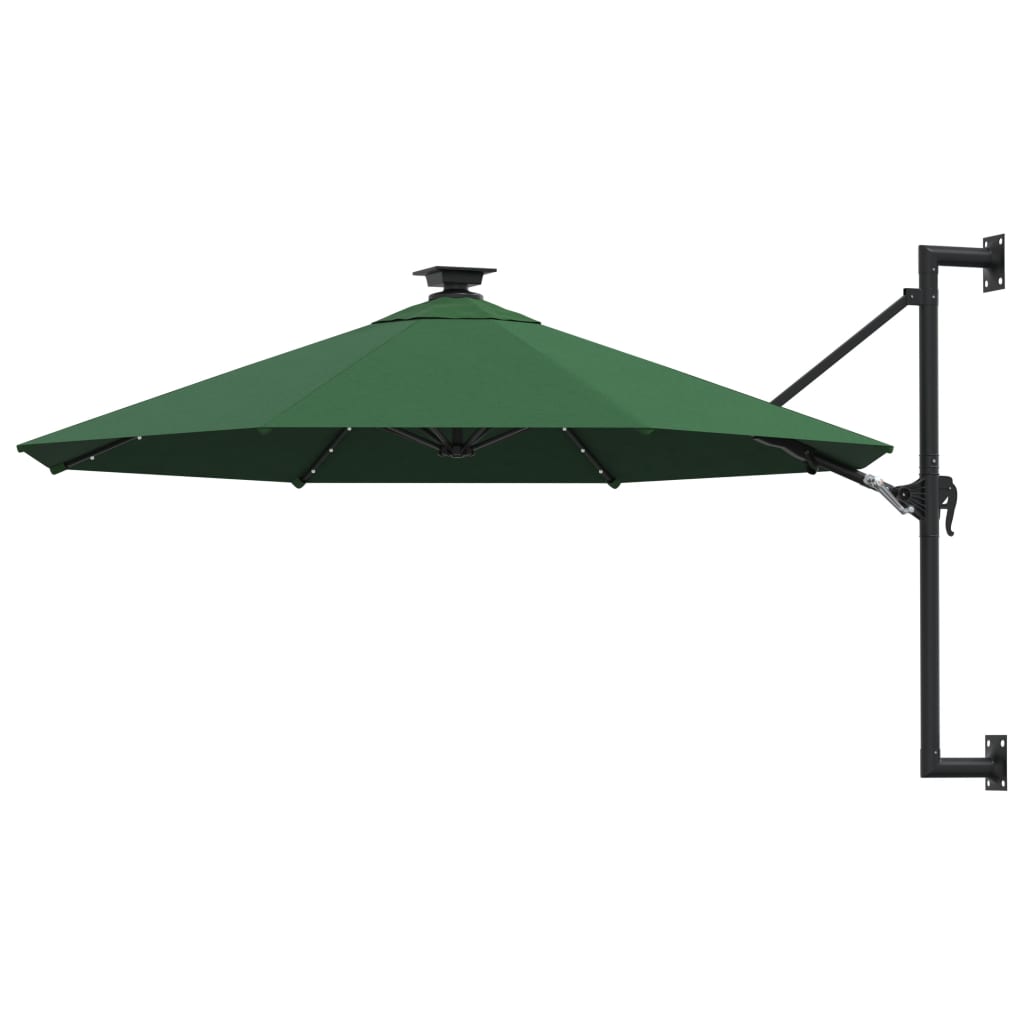 Prie sienos montuojamas sodo skėtis su LED, smėlio, 300cm