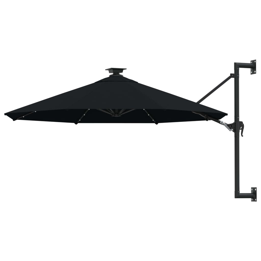 Prie sienos montuojamas sodo skėtis su LED, smėlio, 300cm