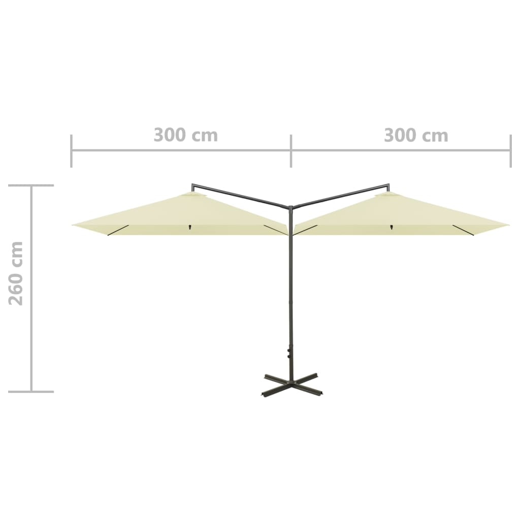 Dvigubas sodo skėtis su plieniniu stulpu, 600x300cm
