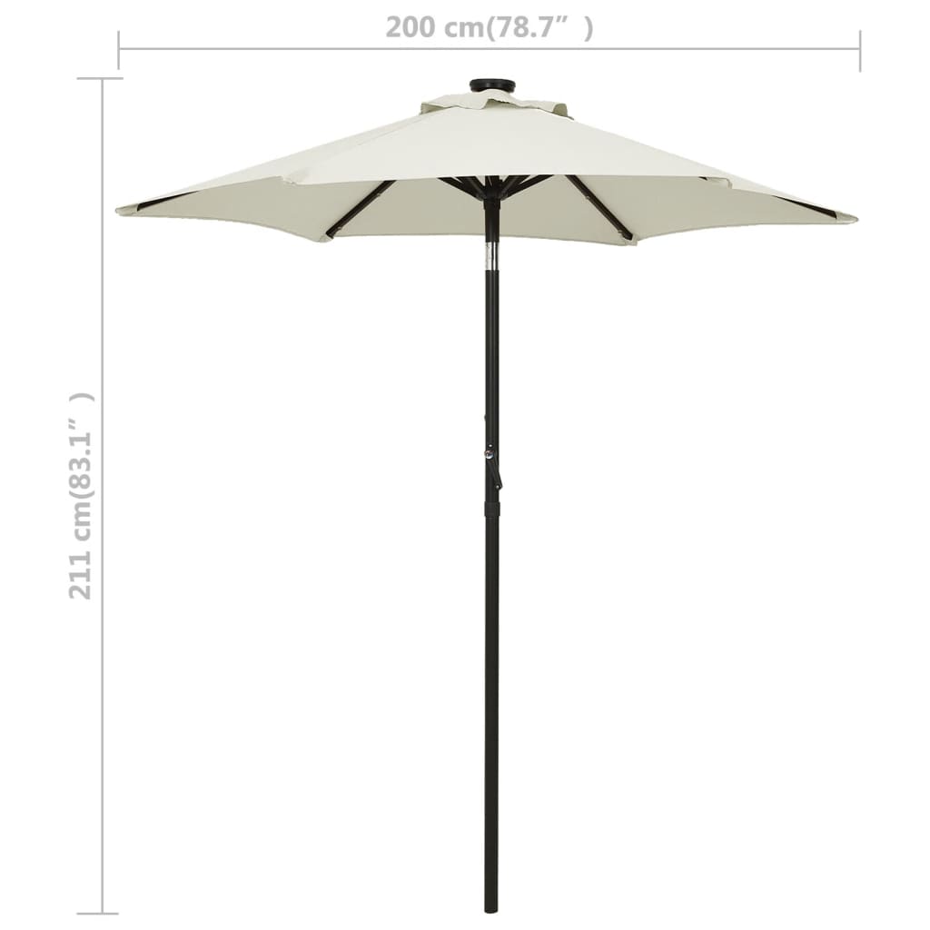 Sodo skėtis nuo saulės su LED, 200x211cm, aliuminis