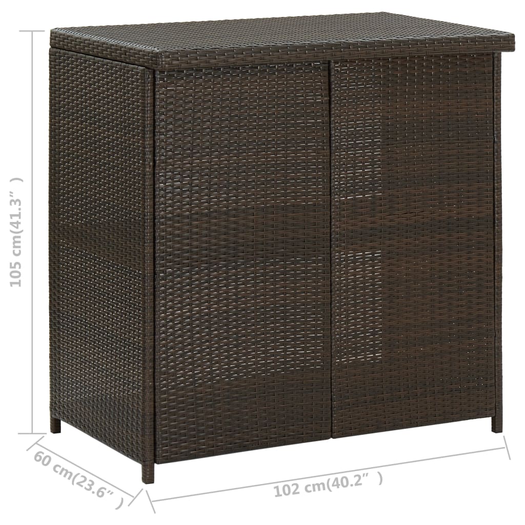 Baro baldų komplektas, 3 dalių, rudos spalvos, poliratanas
