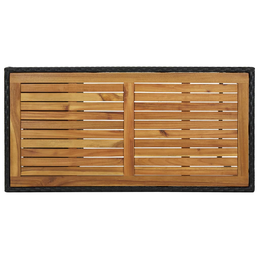 Baro staliukas su lentyna, juodas, 120x60x110cm, poliratanas