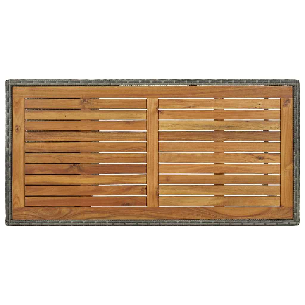 Baro staliukas su lentyna, pilkas, 120x60x110cm, poliratanas