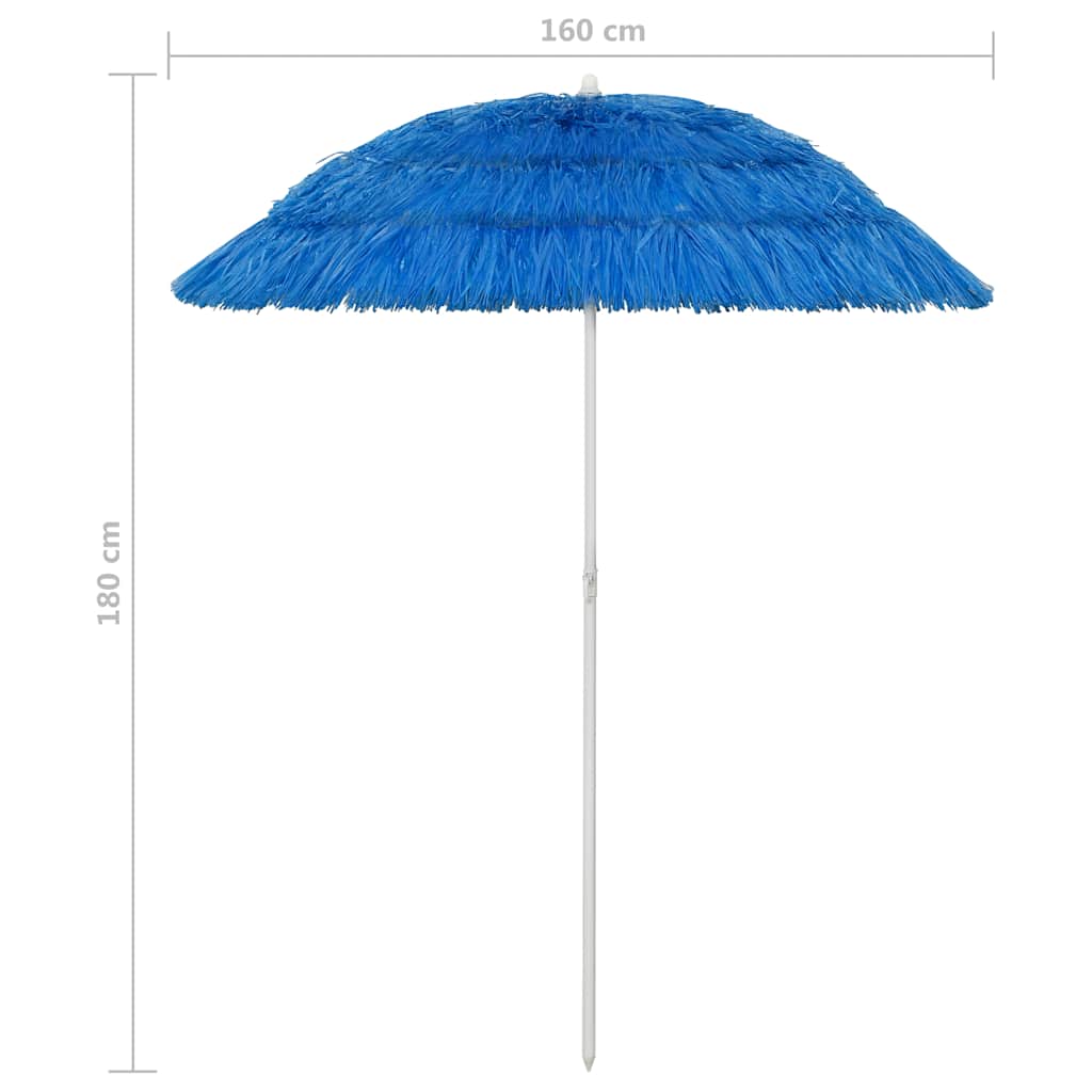Paplūdimio skėtis, mėlynos spalvos, 180cm, havajietiško dizaino