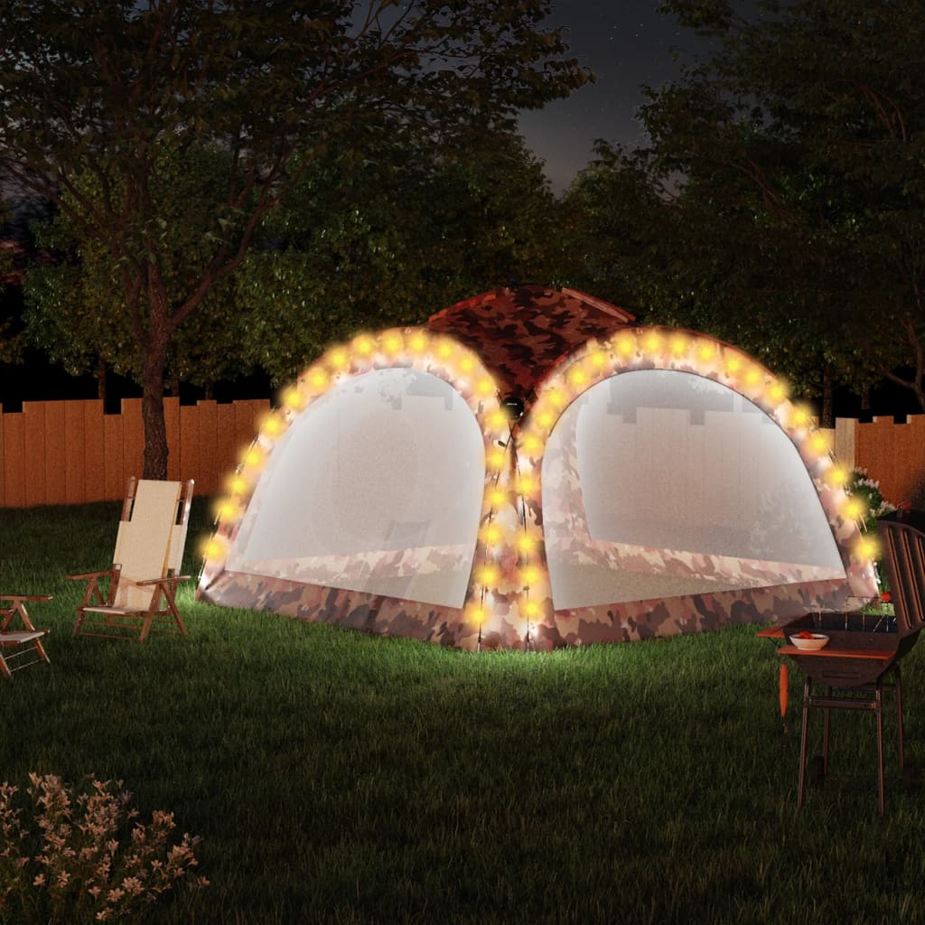 Proginė palapinė su LED ir 4 sienomis, mėlyna, 3,6x3,6x2,3m