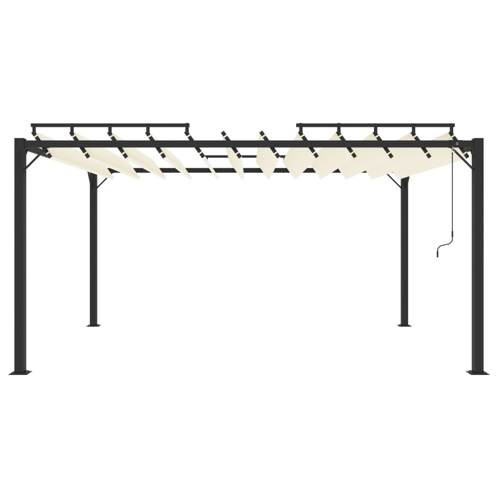 Pavėsinė su žaliuzių stogu, kreminė, 3x4m, audinys/aliuminis