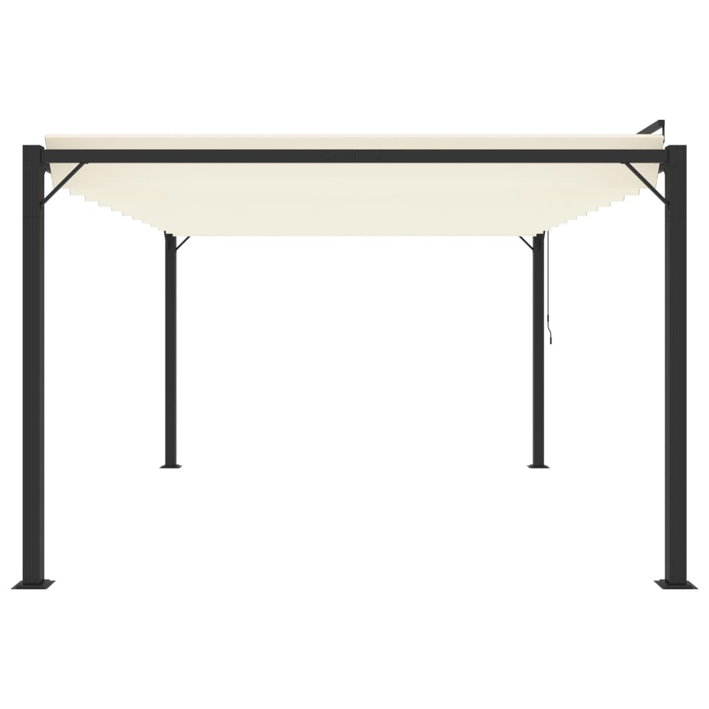 Pavėsinė su žaliuzių stogu, kreminė, 3x4m, audinys/aliuminis