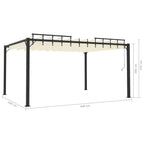 Pavėsinė su žaliuzių stogu, kreminė, 3x4m, audinys/aliuminis