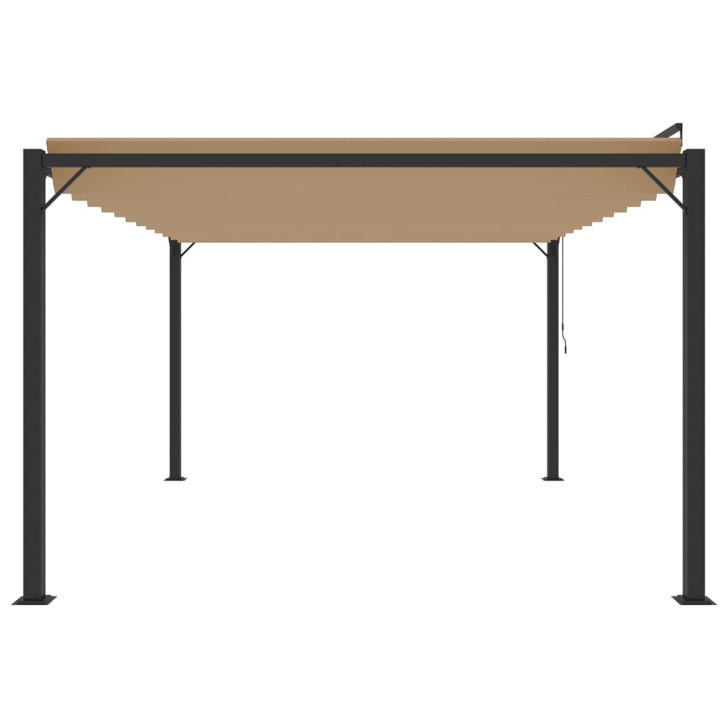 Pavėsinė su žaliuzių stogu, taupe, 3x4m, audinys/aliuminis