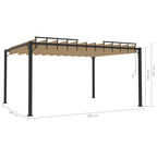 Pavėsinė su žaliuzių stogu, taupe, 3x4m, audinys/aliuminis