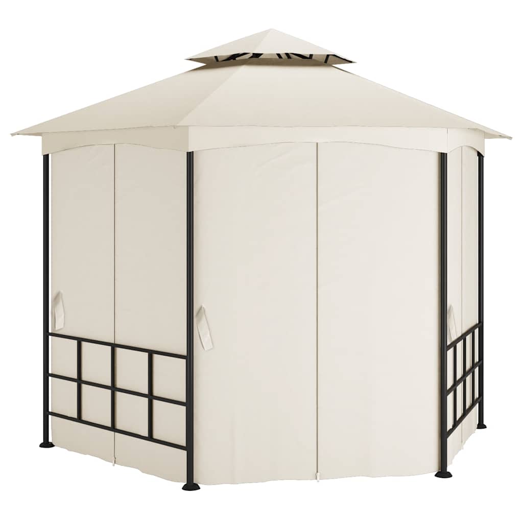 Išskleidžiama pavėsinė su šoninėmis sienomis, kreminė spalva, 3,1x2,7m