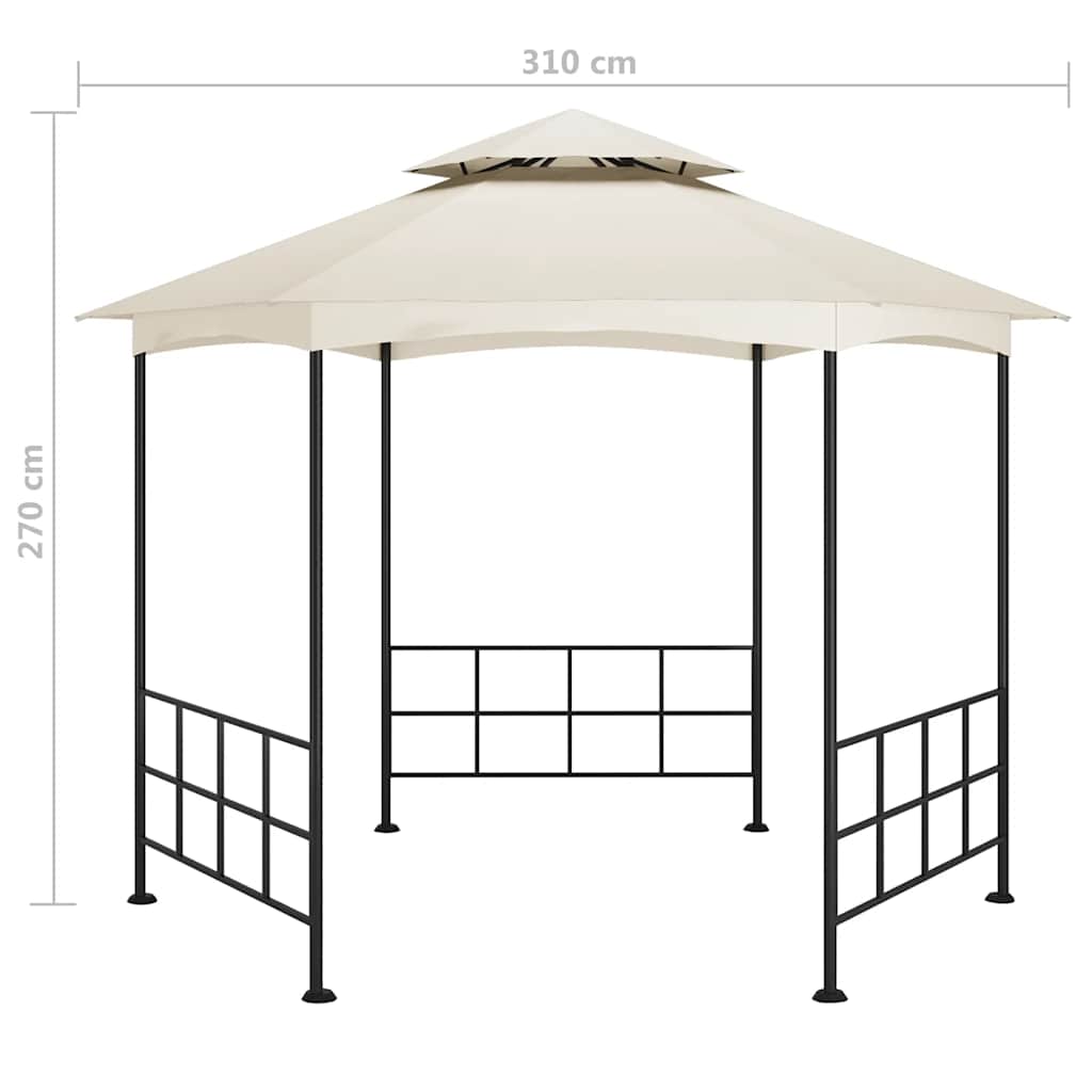 Išskleidžiama pavėsinė su šoninėmis sienomis, kreminė spalva, 3,1x2,7m