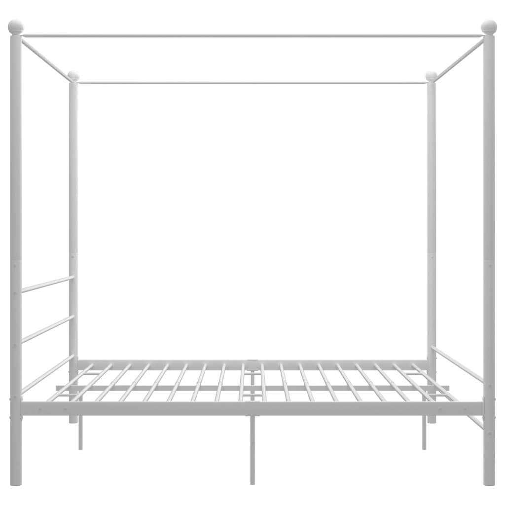 Lova su baldakimu, baltos spalvos, 200x200cm, metalas