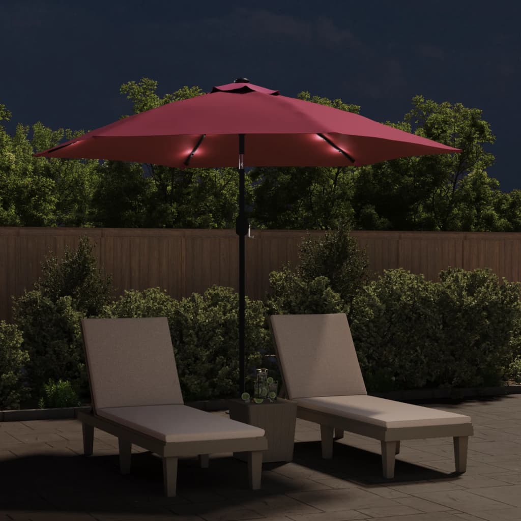 Lauko skėtis su LED ir plieniniu stulpus, 300cm