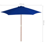 Lauko skėtis nuo saulės su mediniu stulpu, 270cm