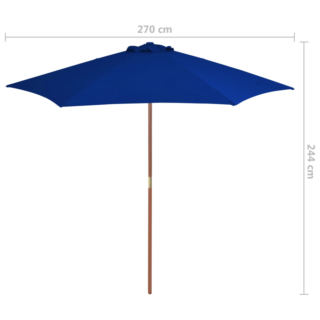 Lauko skėtis nuo saulės su mediniu stulpu, 270cm