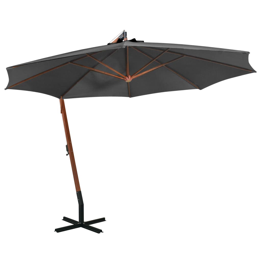 Kabantis sodo skėtis su stulpu, antracito, 3,5x2,9m, eglė