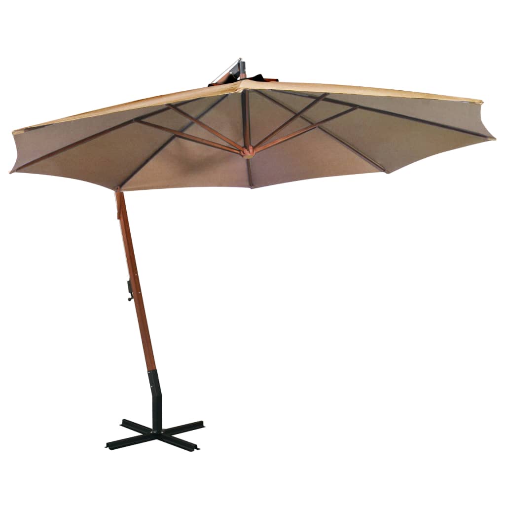 Kabantis sodo skėtis su stulpu, taupe, 3,5x2,9m, eglės masyvas