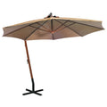 Kabantis sodo skėtis su stulpu, taupe, 3,5x2,9m, eglės masyvas