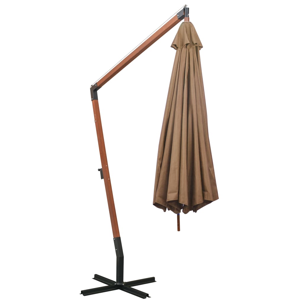 Kabantis sodo skėtis su stulpu, taupe, 3,5x2,9m, eglės masyvas