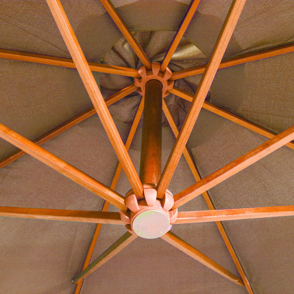 Kabantis sodo skėtis su stulpu, taupe, 3,5x2,9m, eglės masyvas