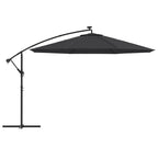 Gembinis sodo skėtis nuo saulės su LED, juodos spalvos, 350cm