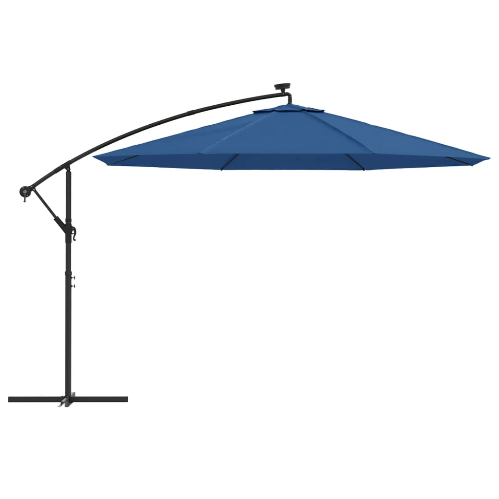 Gembinis sodo skėtis nuo saulės su LED, tamsiai mėlynas, 350cm