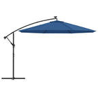 Gembinis sodo skėtis nuo saulės su LED, tamsiai mėlynas, 350cm